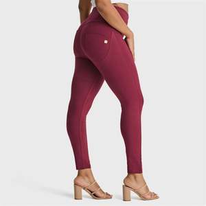 Full Length Freddy Fashion And Denim Pants: WRUP Curvy Fashion - Zip High Waisted - Full Length - Burgundy