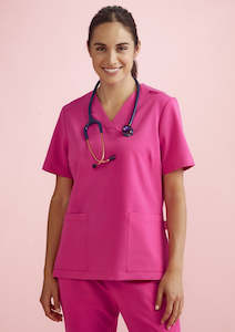 Healthwear: Womens Pink V-Neck Scrub Top