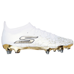 Football Boots: Skechers SKX 1.5 Elite SG Boots White Black Gold
