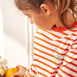 Frugi: Mylor Striped Top - Tiger Orange (2-3 years)