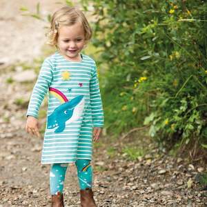 Frugi: Lyla Loopback Dress - Whale Striped (2-3 years)