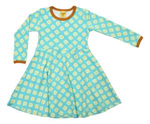 Clover - Capri Blue Long Sleeve Skater Dress (4-13 years)