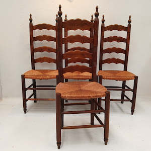 French Furniture: French Ladder Back Rush Chairs