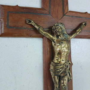 All: Vintage French Brass Crucifix