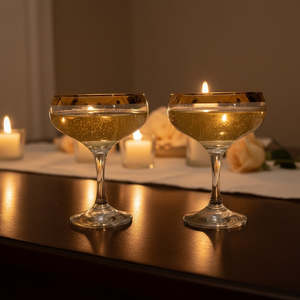 Classic Gold Rimmed Champagne Coupes