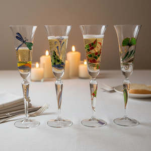 Decor: Paul Nagel Painted Champagne Flutes