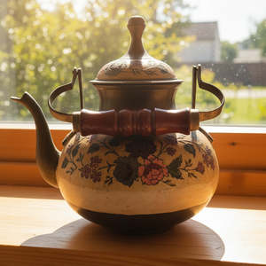 Painted Brass Teapot