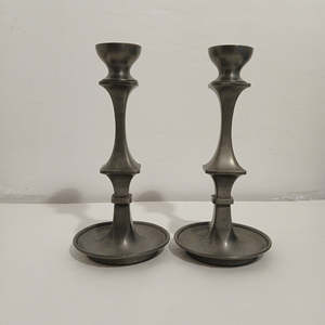 Decorative: Pair of Italian Pewter candlesticks