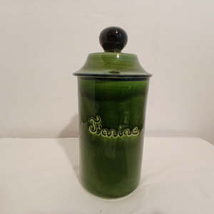French Green Ceramic Farine Jar