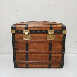 French Furniture: Antique Au Depart Steamer Trunk