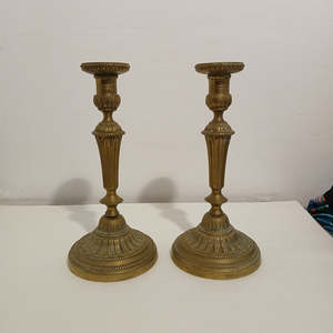 Pair of Louis XVI Style Brass Candlesticks