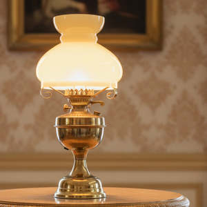 Vintage Glass and Brass Table Lamp