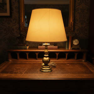 Parchment Shaded Brass Table Lamp.
