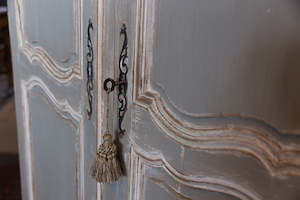 19th Century French Oak Armoire ~ French Grey Painted Patina