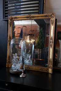 Original French 19th Century Gold Gilded Mantle Mirror ~ Mercury Glass