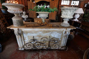 Sale: French Distressed White Pine Shop Counter/Kitchen Island