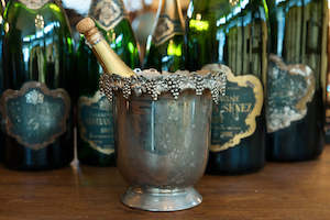 Vintage Silver Plated French Champagne Bucket ~ Grape Detail