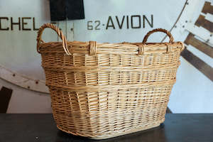 Decorative: Large French Wicker Wood Basket - No4