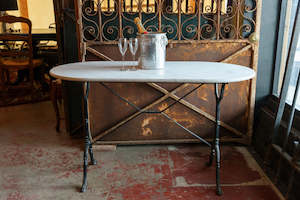 French Marble Bistro/Garden Table ~ White Oval Marble