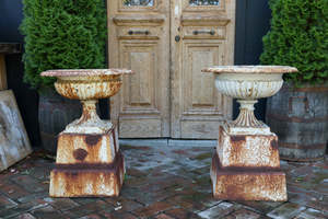 19th Century Victorian Urns On Pedestals