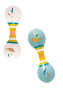 Traditional Toys: Moulin Roty | Solid Wood Double Maracas | Olga's Travels collection | Age: 0+