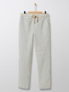 Bottoms: Cyrillus Paris | Boy's Toile Trousers | 100% Cotton | Vanilla/Blue | 6-8Y