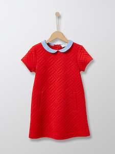 Dresses Dungarees: Cyrillus Paris | Girl's Dress with Peter Pan Collar | Fleece | Bright Red | 3Y,6Y