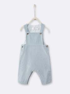 Dresses Dungarees: Cyrillus Paris | Girl's/Boy's Velour Dungarees | 100% Cotton | Light Blue | 6M, 12M, 18M
