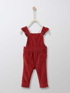 Dresses Dungarees: Cyrillus Paris | Girl's Velour Dungarees | 100% Cotton | Dark Red | 6M, 1Y, 2Y, 3Y
