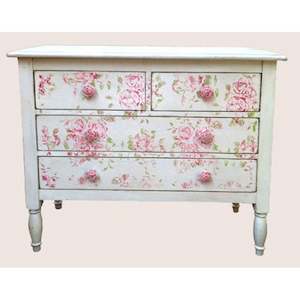 Products: French Hand Painted Dresser with Rose Detailing - Florentine – Low-cost Delivery, Nationwide