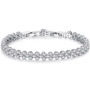 Bracelet: 18K White Gold Crystal Tennis Bracelet "Lynley"