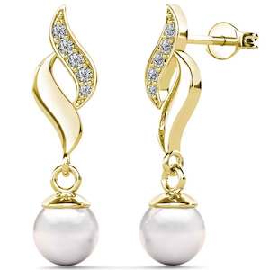 Bridal And Wedding: 18K Yellow-Gold Pearl Drop Earrings "Jolie"