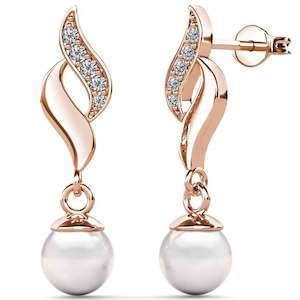 Bridal And Wedding: Rose-Gold Pearl Drop Earrings "Jolie"