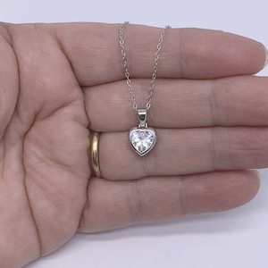Cubic Zirconia: Silver Crystal Heart Necklace "Josie"
