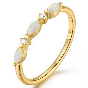 Cubic Zirconia: 14K Gold Opal Ring "Tamara"
