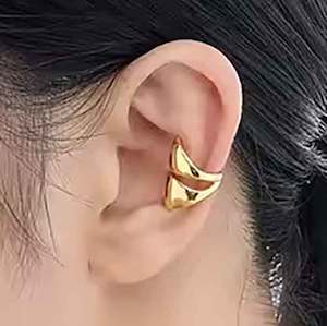 Gold Plain Double Earring Cuff "Eloise"