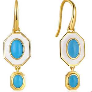 Gold Turquoise Dangle Earrings "Capri"