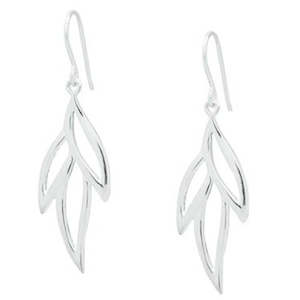 French Hook: 925 Sterling Silver Drop Leaf Earrings "Folium"