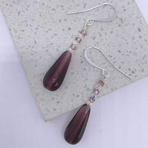 French Hook: Silver Crystal Drop Earring "Sharlene" (Amethyst)