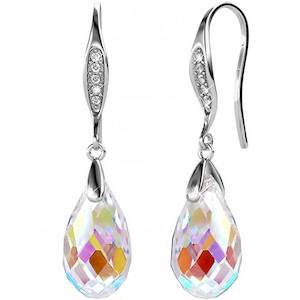 18K White Gold Crystal Earrings "Cora" (AB)