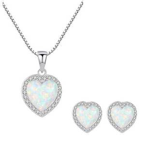 Bridal And Wedding: 925 Sterling Silver Crystal Opal Jewellery Set "Camilla" (White)