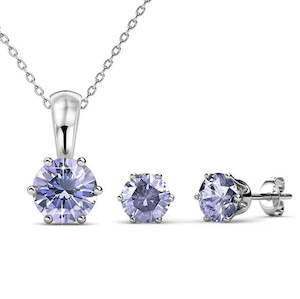 Jewellery Set: 18K White Gold Crystal Jewellery Set "Alexandra" (Pale Blue)