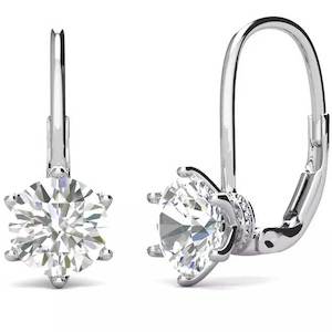 Lever Back: 925 Sterling Silver Moissanite Earrings "Roslyn"