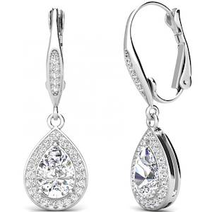 Lever Back: 18K White Gold Drop Premium Crystal Earrings "Senorita"
