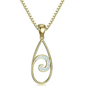 Opals: 18K Gold Koru Opal Pendant Necklace "Mirene" (White)