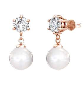 Pearls: Rose Gold Stud Crystal Pearl Earrings "Tanya"