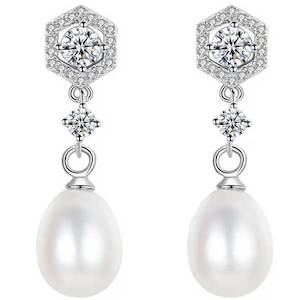 Pearls: 925 Sterling Silver Drop Earrings "Willow"