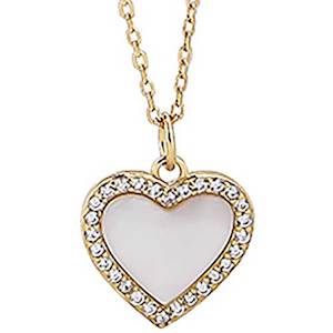 Sale: 18K Gold Heart Necklace with CZ Diamonds "Irene"