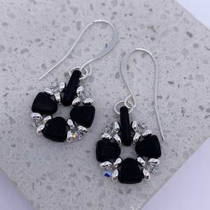 Frenelle Design: Silver Drop Earrings "Baku" (Black)
