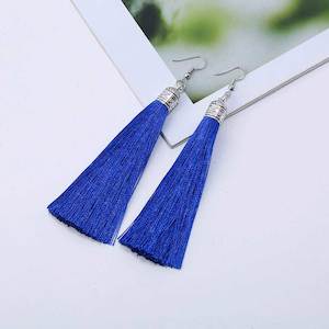 Tassels: Silky Tassel Earrings 11cm "Juno" (Blue)